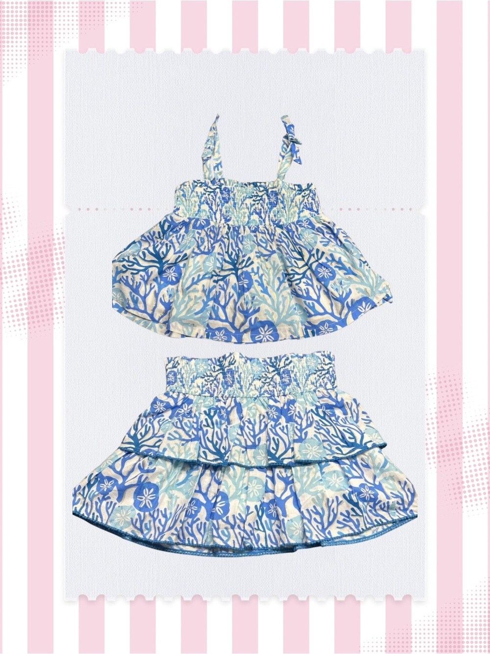Haute Hippie Blue Coral-Print Girls Two-Piece Skirt Set